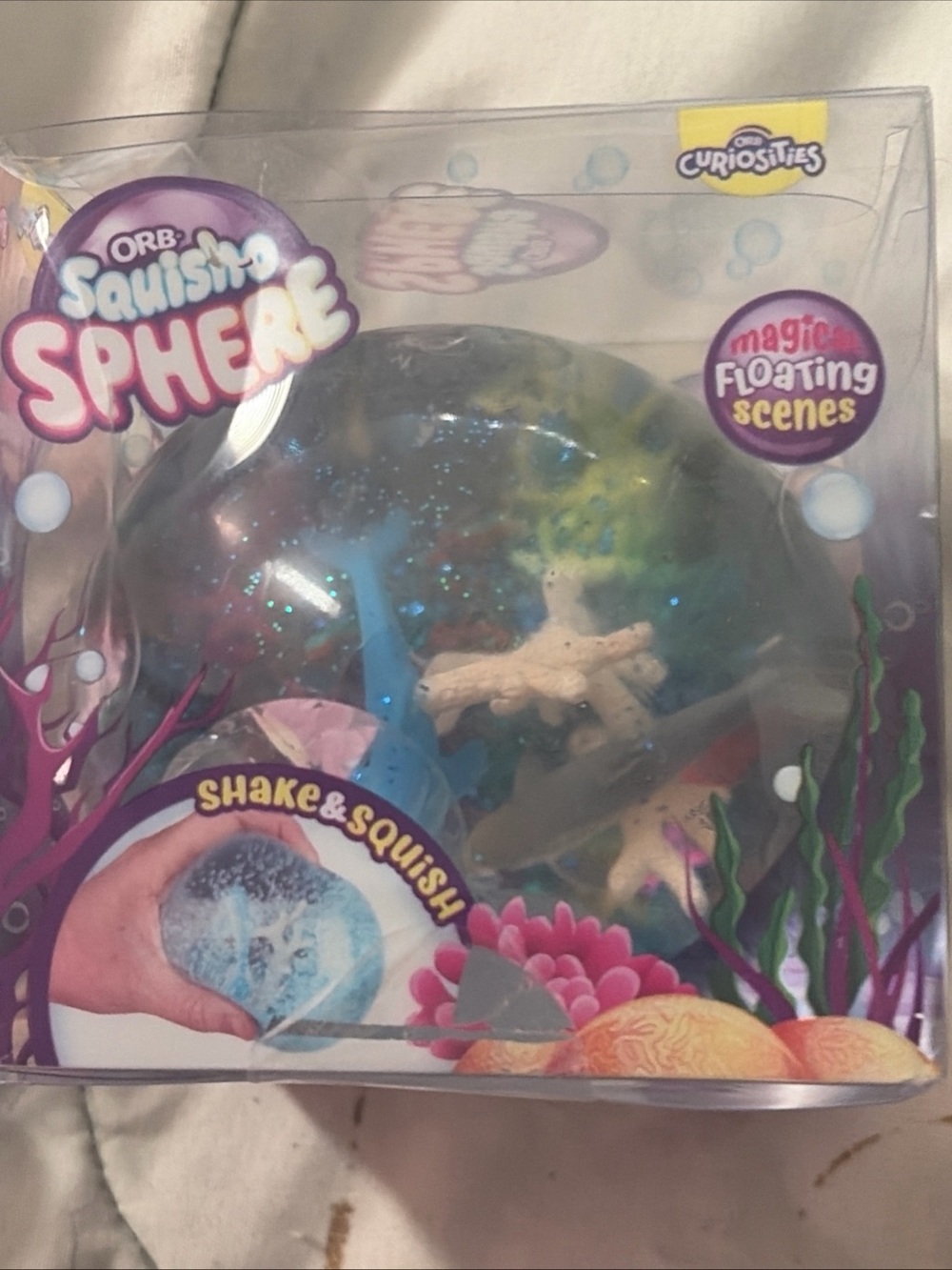 ORB SquishSphere Kids Toy - Blue & Purple Glitter Floating Scene